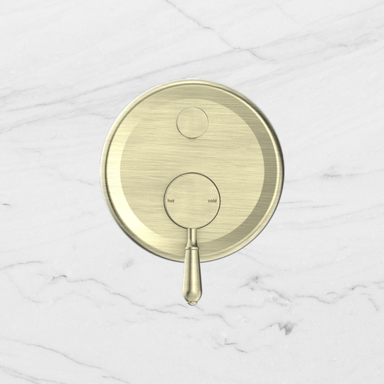 Nero York Shower Mixer with Divertor with Metal Lever Aged Brass