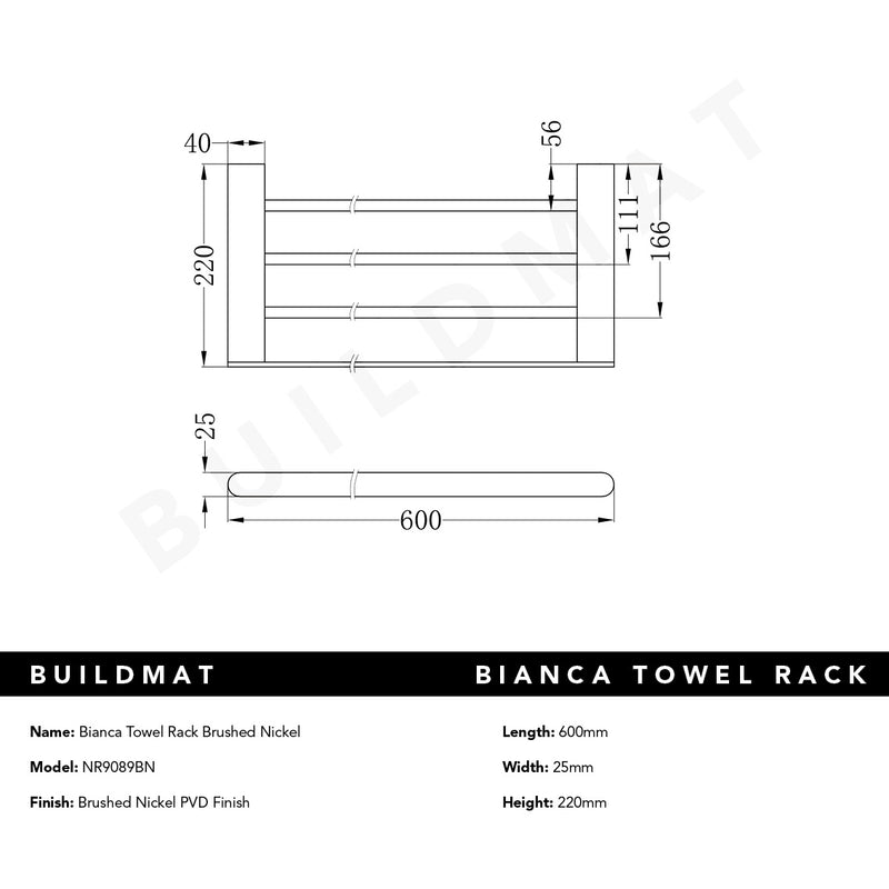 Bianca Towel Rack Brushed Nickel