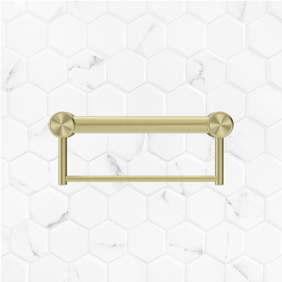 Mecca Care 32mm Grab Rail with Towel Holder 300mm Brushed Gold