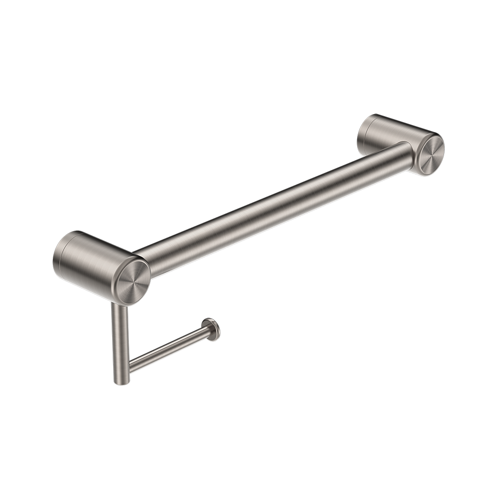 Nero Mecca Care 32mm Grab Rail Toilet Roll Holder 450mm Brushed Nickel
