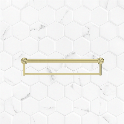 Mecca Care 32mm Grab Rail with Towel Holder 600mm Brushed Gold