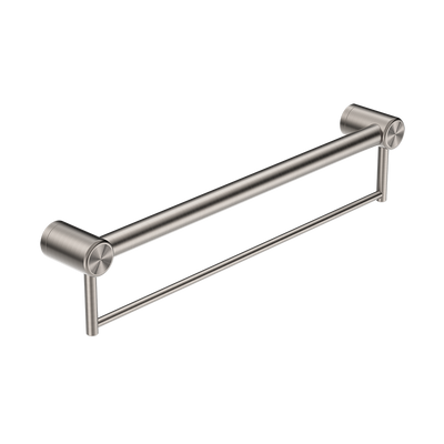 Mecca Care 32mm Grab Rail with Towel Holder 600mm Brushed Nickel