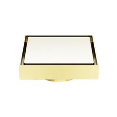 Nero 100mm Square Tile Insert Floor Waste 80mm Outlet Brushed Gold