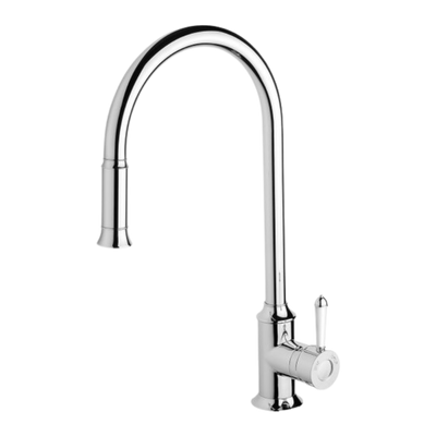Phoenix Nostalgia Pull Out Sink Mixer 230mm Lead Free Chrome White
