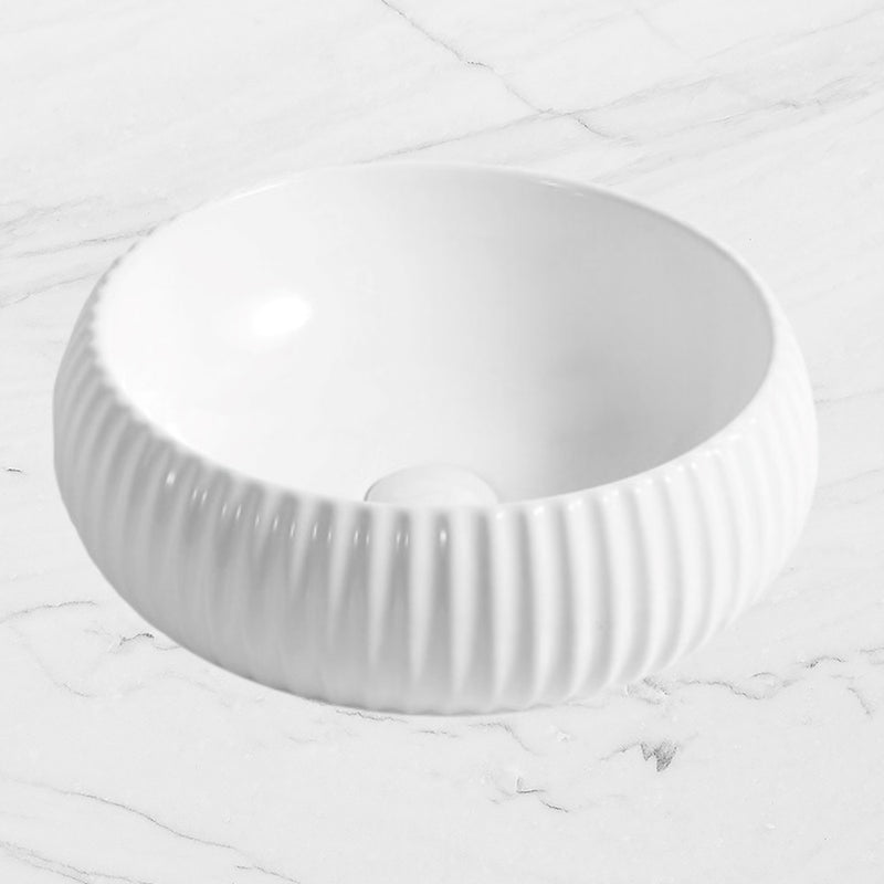 Lily Matte White Fluted Basin
