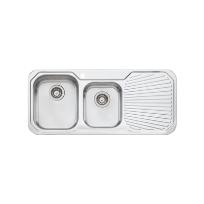 Oliveri Petite 1 And 3/4 Bowl Sink With Right Drainboard Stainless Steel