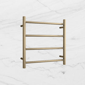 Round Ladder Heated Towel Rail Brushed Brass Gold