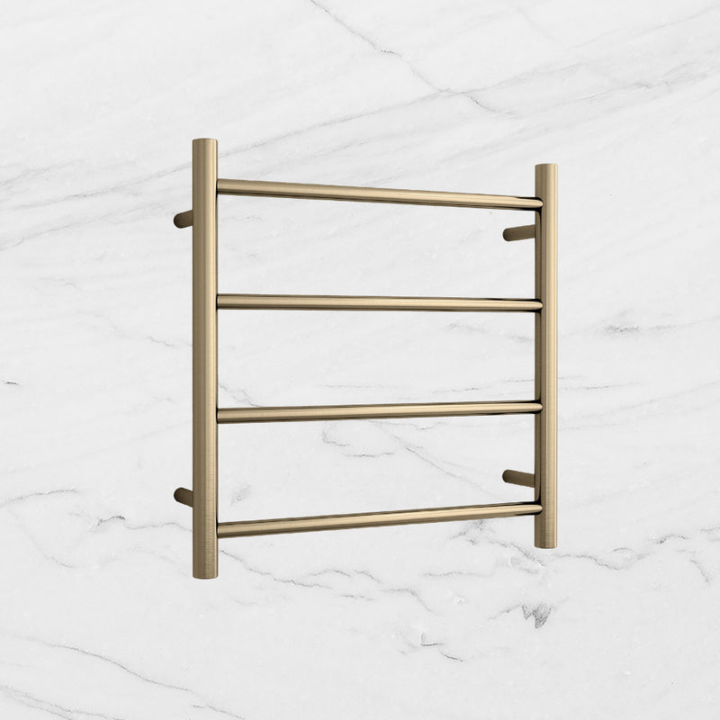 Round Ladder Heated Towel Rail Brushed Brass Gold