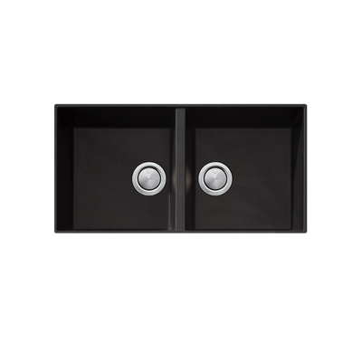 Oliveri Santorini Double Bowl Undermount Sink with Overflow Black