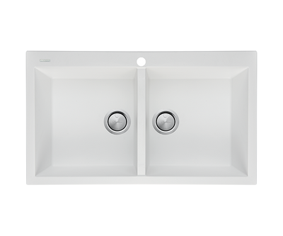 Oliveri Santorini Double Bowl Topmount Sink with Overflow White