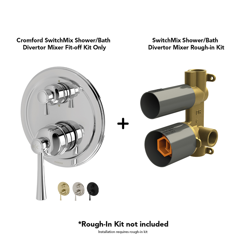 Cromford SwitchMix Shower/Bath Divertor Mixer Fit-Off Kit Brushed Gold