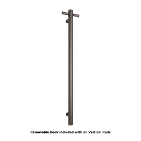 Straight Round Vertical Single Heated Towel Rail Brushed Gunmetal