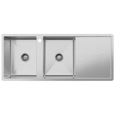 Theo 1200x500 Double Bowl Tap Landing with Right Drain Board Sink