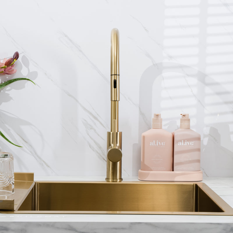 Mira Brushed Brass Gold Pull Out Mixer
