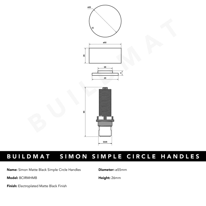 Simon Matte Black Simple Circle Handles