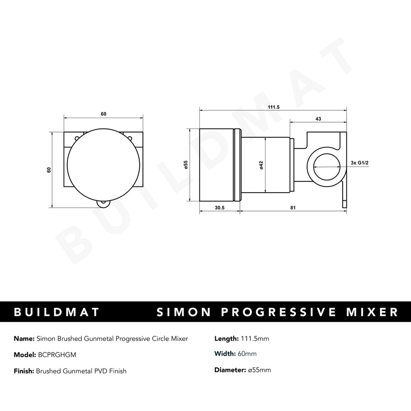 Simon Brushed Gunmetal Progressive Circle Mixer