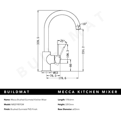 Mecca Brushed Gunmetal Kitchen Mixer