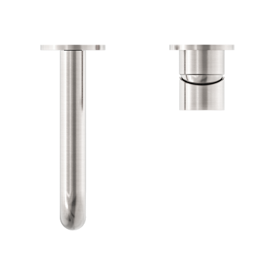 Mecca Wall Basin Mixer Separate Back Plate 185mm Spout Brushed Nickel