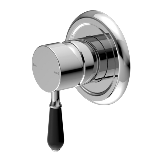 Nero York Shower Mixer with Black Porcelain Lever Chrome