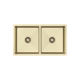 Buildmat Precious Metals Sink Brushed Brass Gold Brushed Brass Gold Madison 775x450 Double Bowl Sink