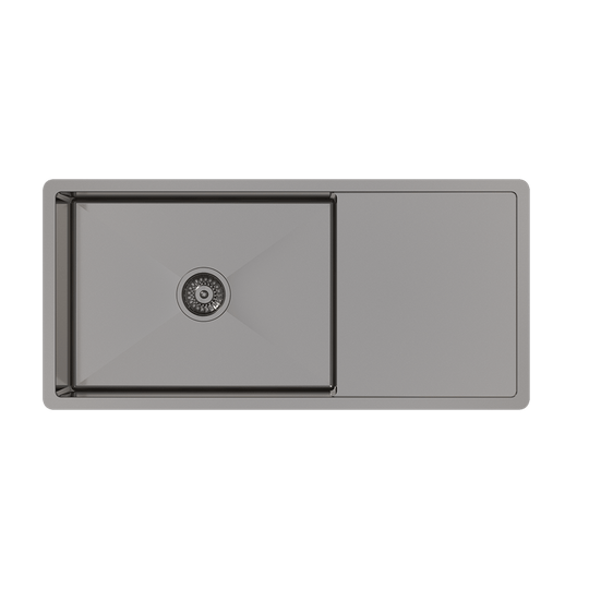 Buildmat Sink Brushed Gunmetal Brushed Gunmetal Cody 950x450 Single Bowl w Drain Board Sink