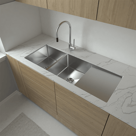 Buildmat Sink Sink Orlando 1125x450 Double Bowl with Drain Board Sink