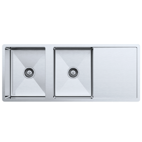 Buildmat Sink No Taphole Theo 1200x500 Double Bowl with Drain Board Sink