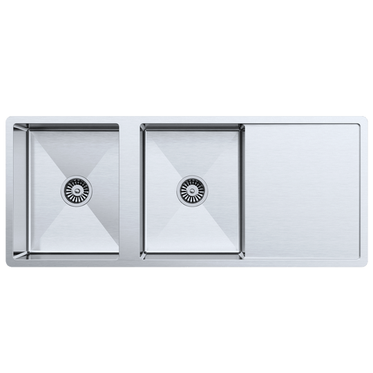 Buildmat Sink No Taphole Theo 1200x500 Double Bowl with Drain Board Sink