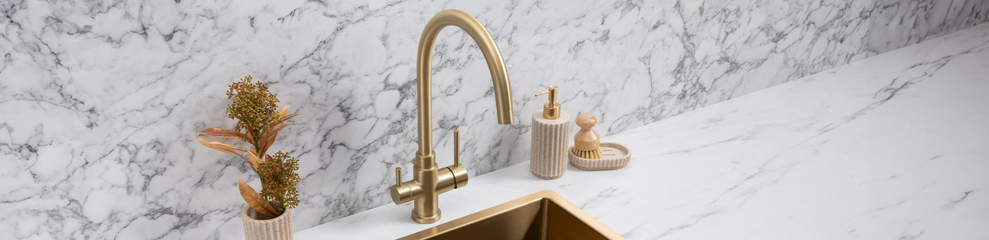 ashanti gooseneck mixer brushed brass gold