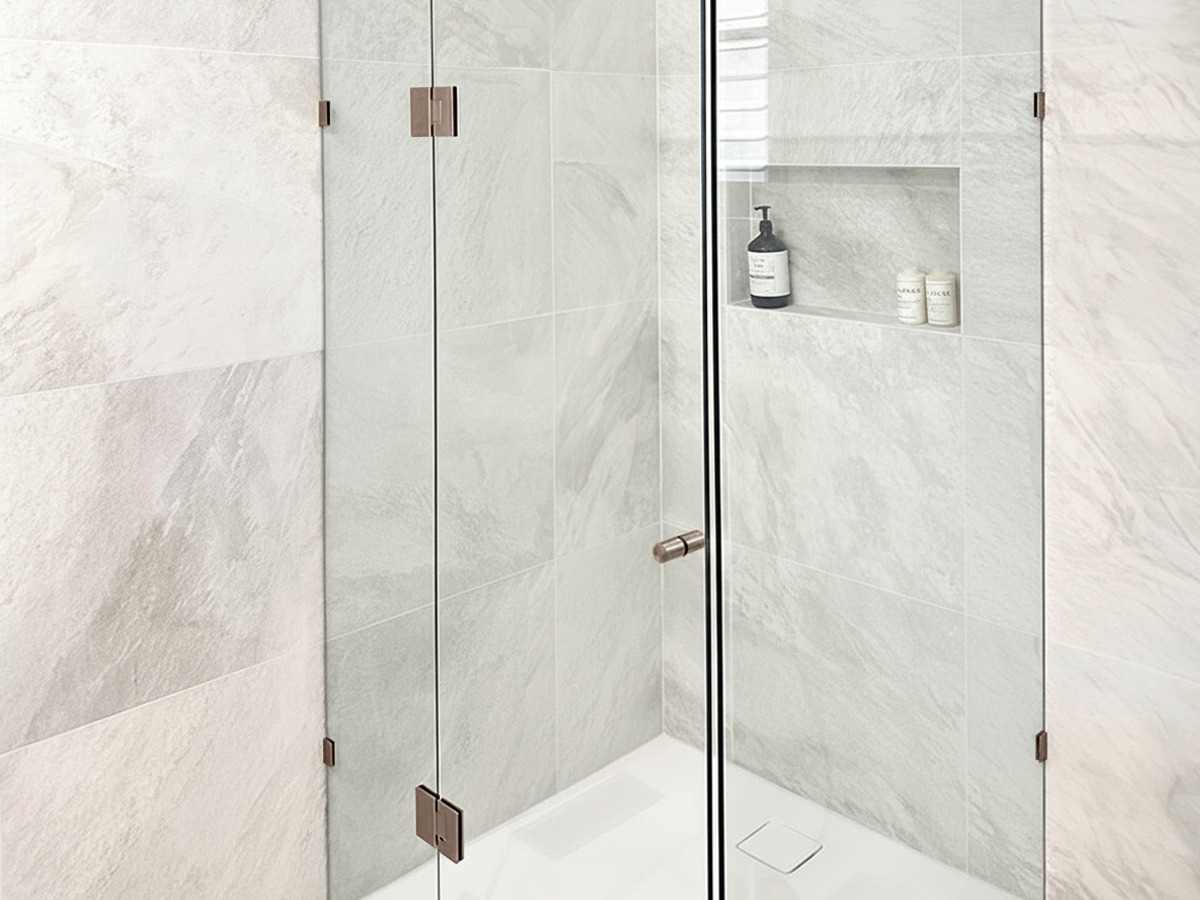 Nero Glass Shower Hinge in Brushed Bronze