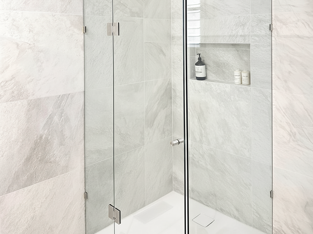Nero Glass Shower Hinge in Brushed Nickel