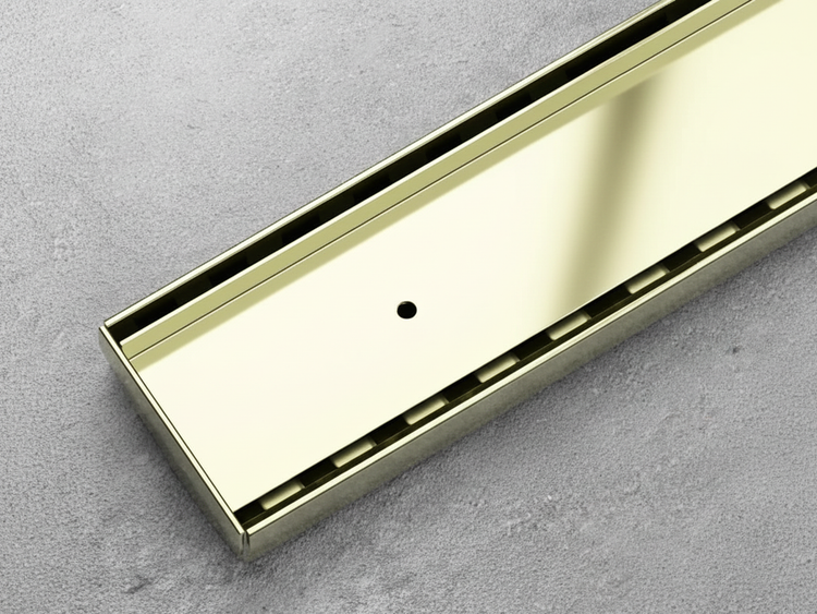 Nero Tile Insert Floor Grate Outlet in Brushed Gold