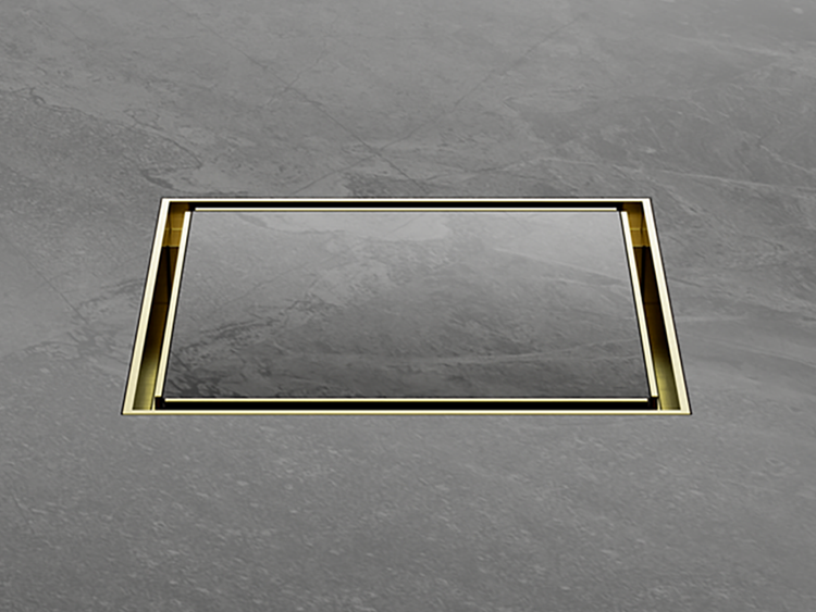 Nero Tile Insert Floor Waste in Brushed Gold