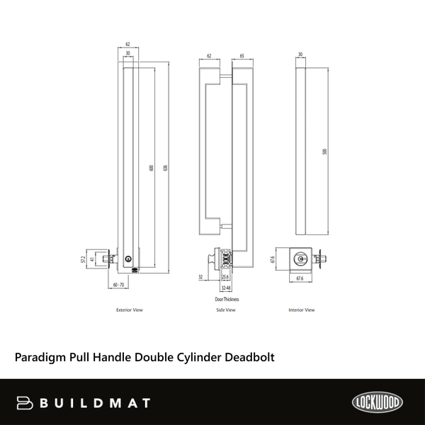 Lockwood Paradigm Pull Handle Double Cylinder Deadbolt Matte Black