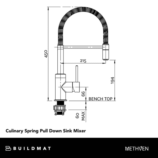 Methven Culinary Spring Pull Down Sink Mixer Chrome CLEARANCE