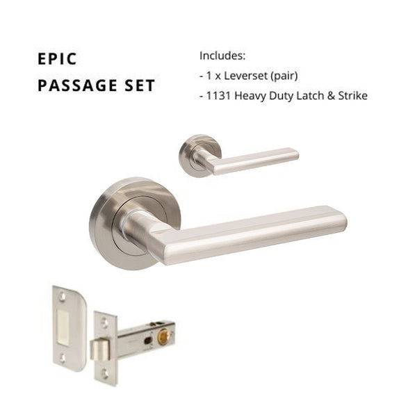 Zanda Epic Passage Lever Set Door Handle Brushed Nickel