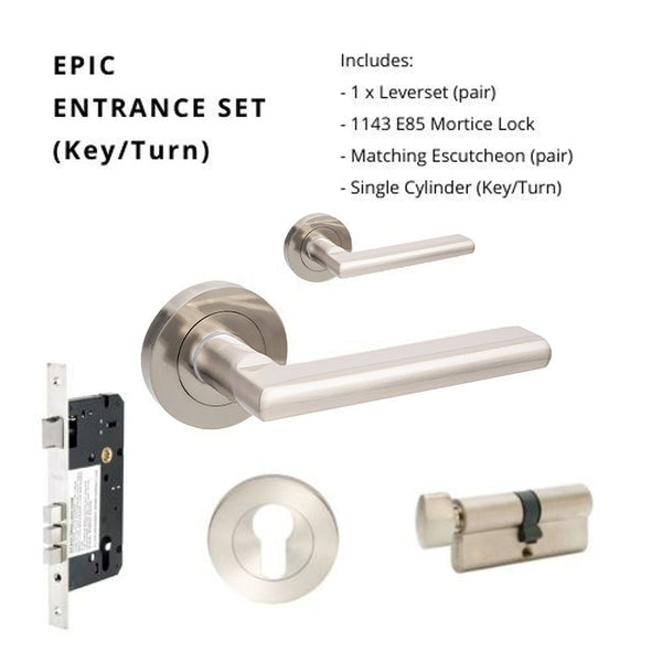Zanda Epic Entrance Set Lever Door Handle Brushed Nickel