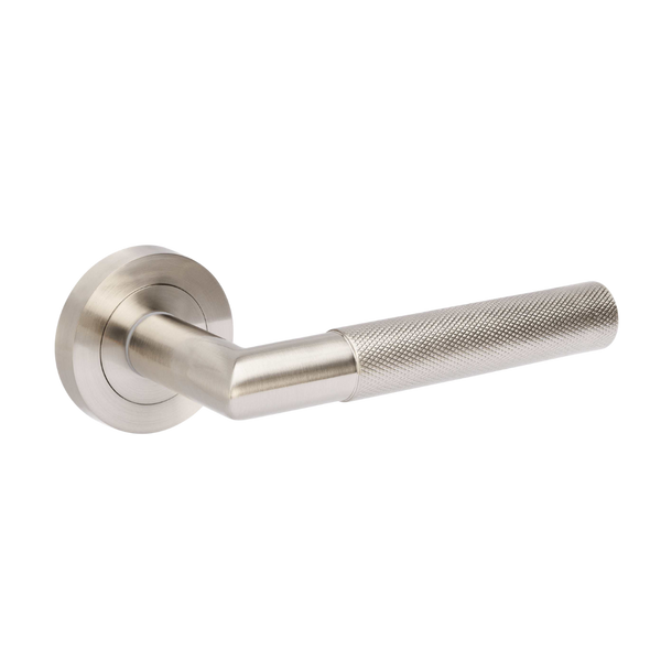 Zanda Vertex Lever Handle Entrance Set Key/Turn Brushed Nickel