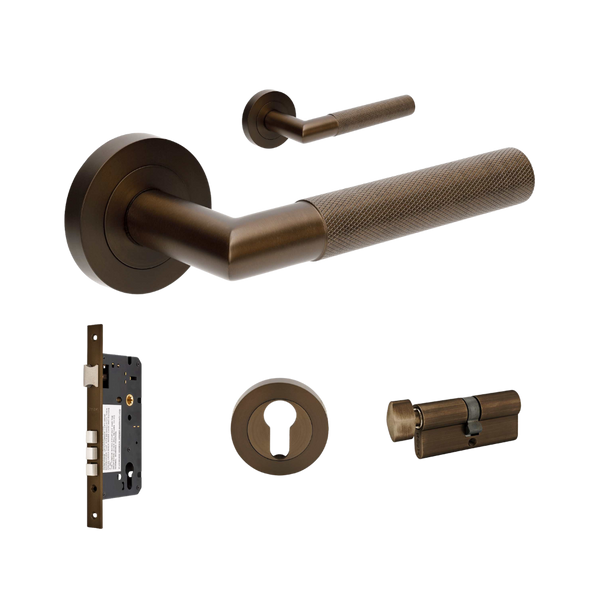 Zanda Vertex Lever Handle Entrance Set Key/Turn Ember Bronze