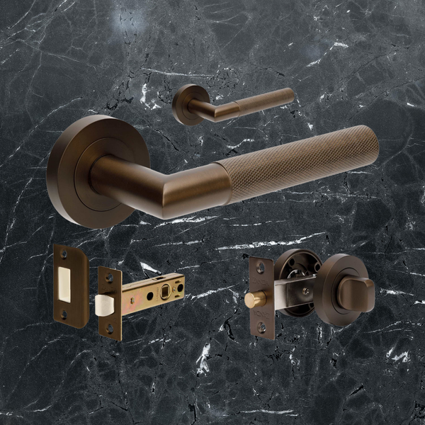 Zanda Vertex Lever Handle With Separate Privacy Set Ember Bronze
