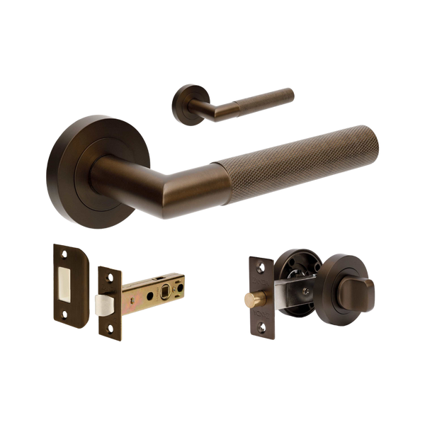 Zanda Vertex Lever Handle With Separate Privacy Set Ember Bronze