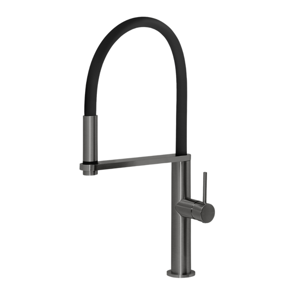 Phoenix Blix Flexible Hose Brushed Carbon Sink Mixer Round Lead Free