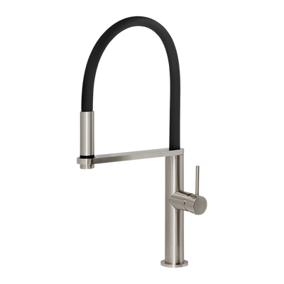 Phoenix Blix Flexible Hose Brushed Nickel Sink Mixer Round