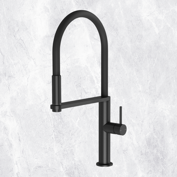 Phoenix Blix Flexible Hose Matte Black Sink Mixer Round Lead Free