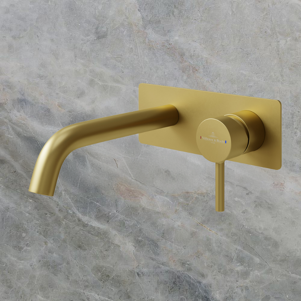 Villeroy & Boch Vita 35 Rectangular Wall Mounted Basin/Bath Mixer Brushed Gold (Trim Kit Only)
