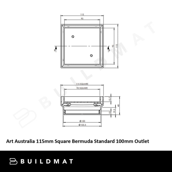 Art Australia 115mm Square Bermuda Standard 100mm Outlet