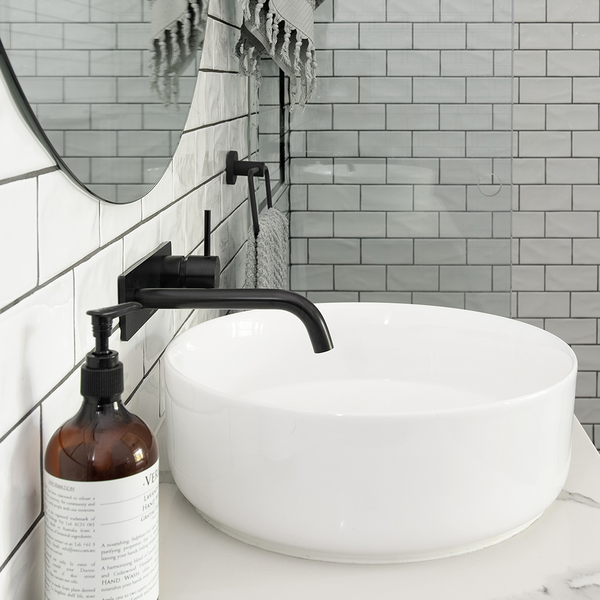 Phoenix Vivid Slimline Up Basin / Bath Wall Mixer Set Matte Black