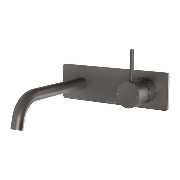 Phoenix Vivid Slimline Up Basin / Bath Wall Mixer Set Brushed Carbon