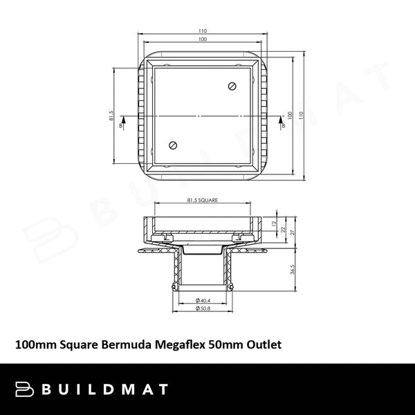 Art Australia 100mm Square Bermuda Megaflex 50mm Outlet Chrome