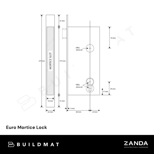 Zanda Euro Mortice Lock Ember Bronze